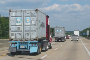Containers on trailer